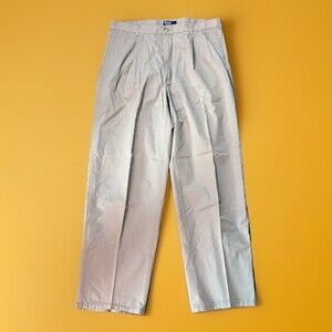 Vintage Ralph Lauren Khaki Pleated Chino Pants Size 34/32 Made In USA